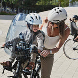 Urban Iki front seat windscreen with Suiboku grey tinted shield for wind and glare protection on a bike or stroller.