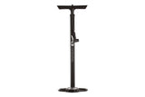 Crankbrothers Sapphire black floor pump with universal Presta/Schrader head and analog pressure gauge for bicycle tires.