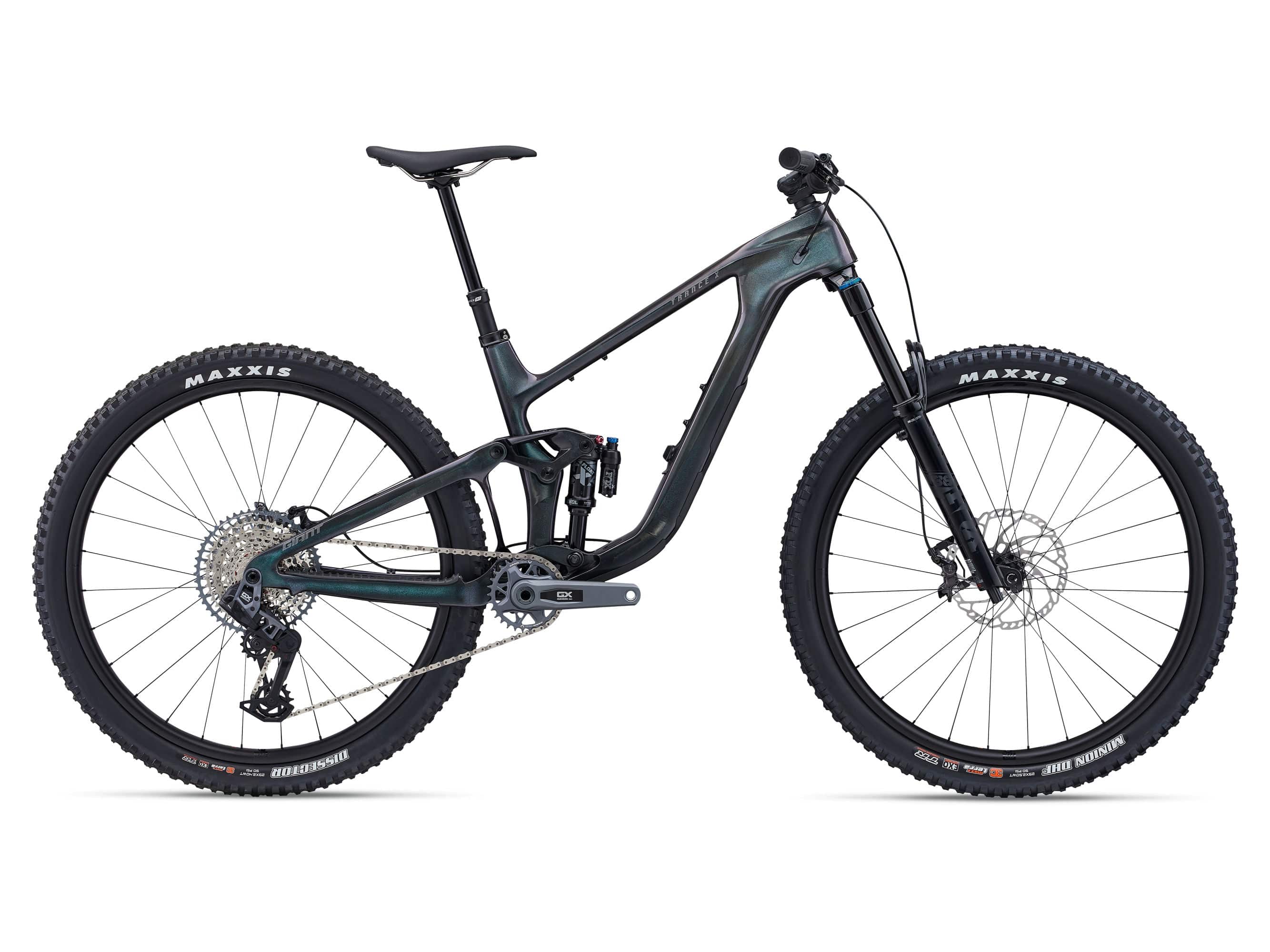 Giant Trance X Advanced 1 mountain bike with 29-inch wheels and Maestro suspension, ready for trail riding.