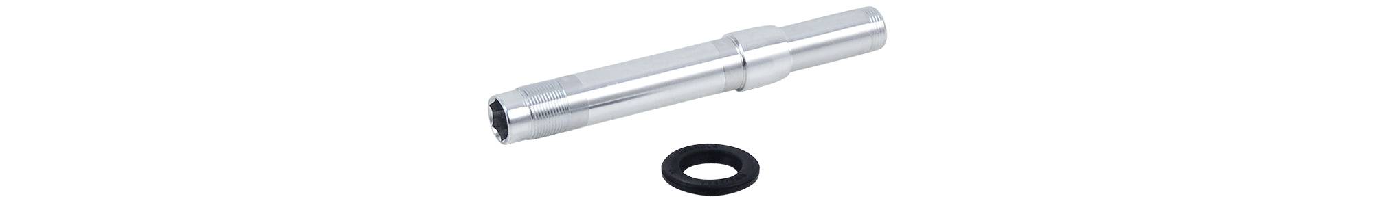 Bontrager Duster Elite rear axle kit in black for bikes, featuring 142mm OLD for front and rear components.