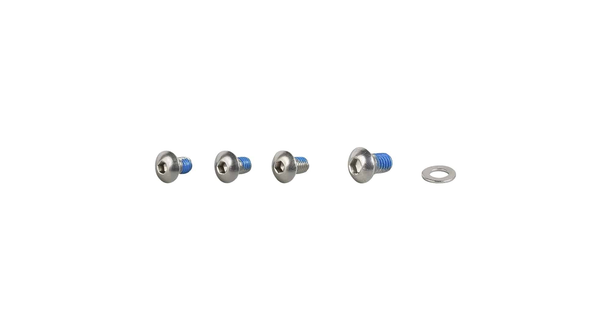 Silver Trek Powerfly front fender hardware components for bike replacement, showing durable metal construction and installation details.
