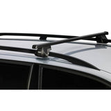 Thule Smart Rack 118cm car roof rack with mounts and spares installed on vehicle roof rails, accessories for secure cargo transport