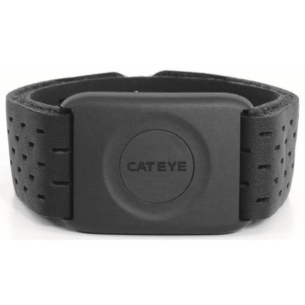 Cateye OHR-31 optical heart rate sensor with Bluetooth and ANT+ connectivity, shown in close-up image of device and sensor strap.