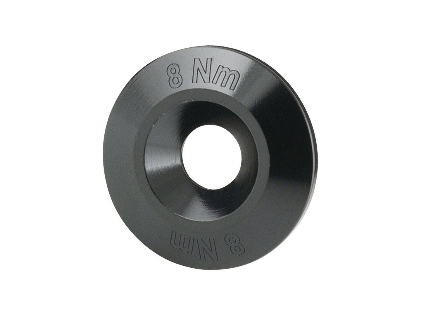 Trek 2024 Slash upper shock mount concave washer in black, 4mm x 6mm, for bike suspension component replacement.