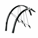 Black SKS Raceblade long mudguard set for road bikes up to 25mm, clip-on design, durable plastic for bike mud protection