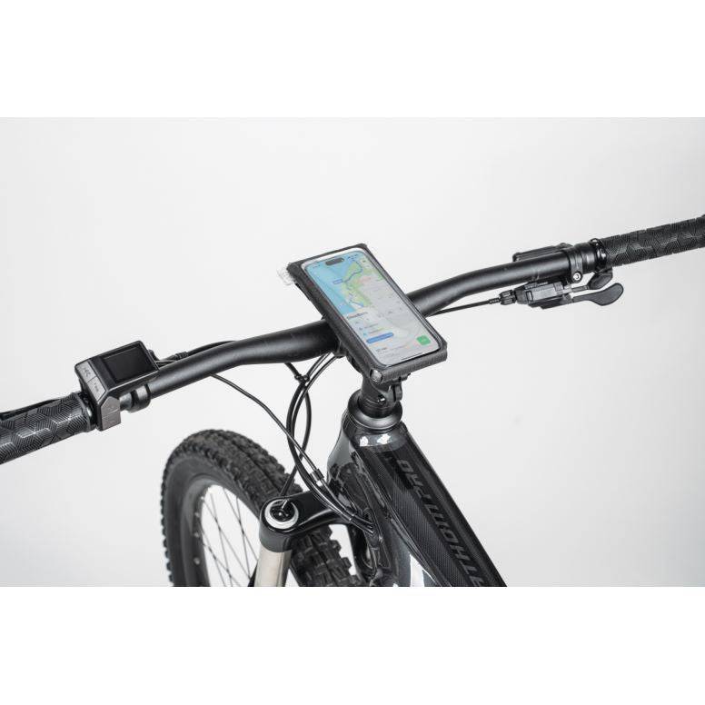 Topeak waterproof phone drybag with QuickClick® mount holding smartphone up to 6.9 inches, designed for outdoor accessories.