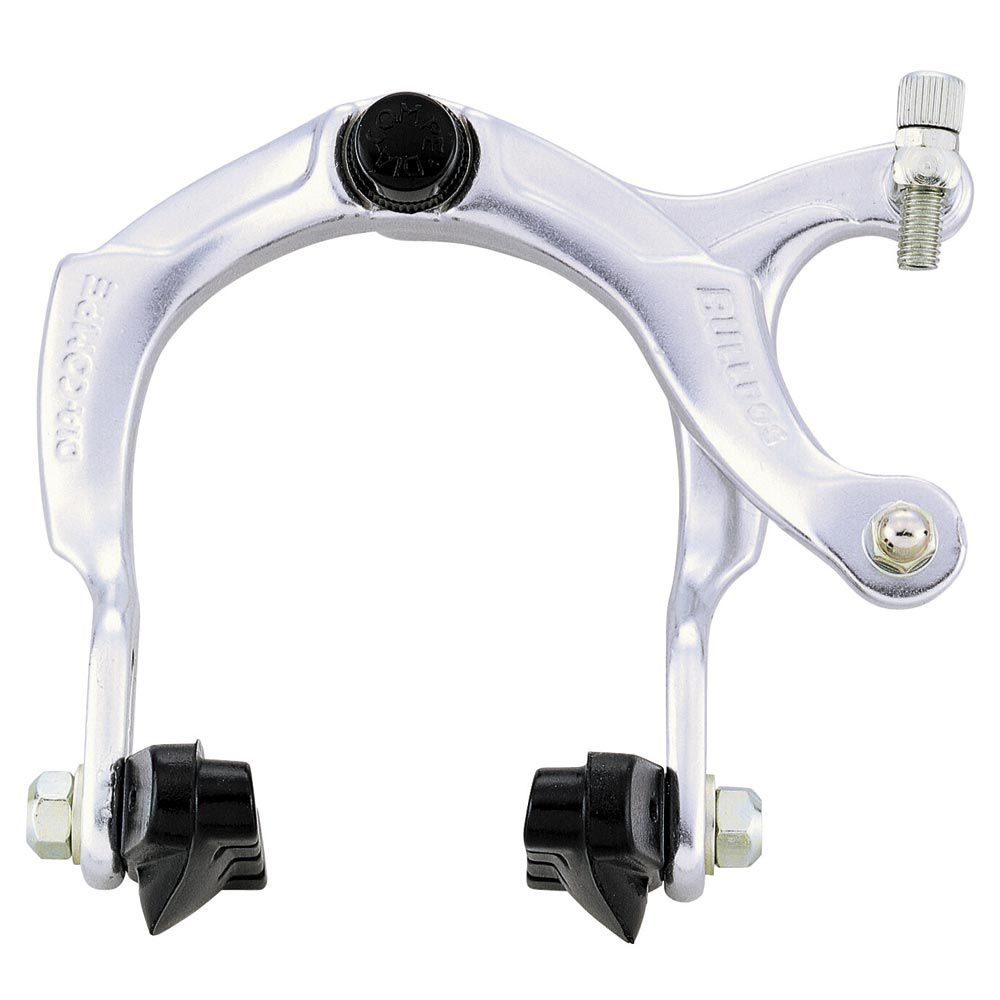 Dia-Compe front side pull brake caliper with left-hand cable for bicycles, close-up of the bicycle brake component.