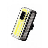 Moon Sport Helix Lite-W front LED bike light in black, 150 lumens, USB rechargeable, mounted on a bicycle handlebars.