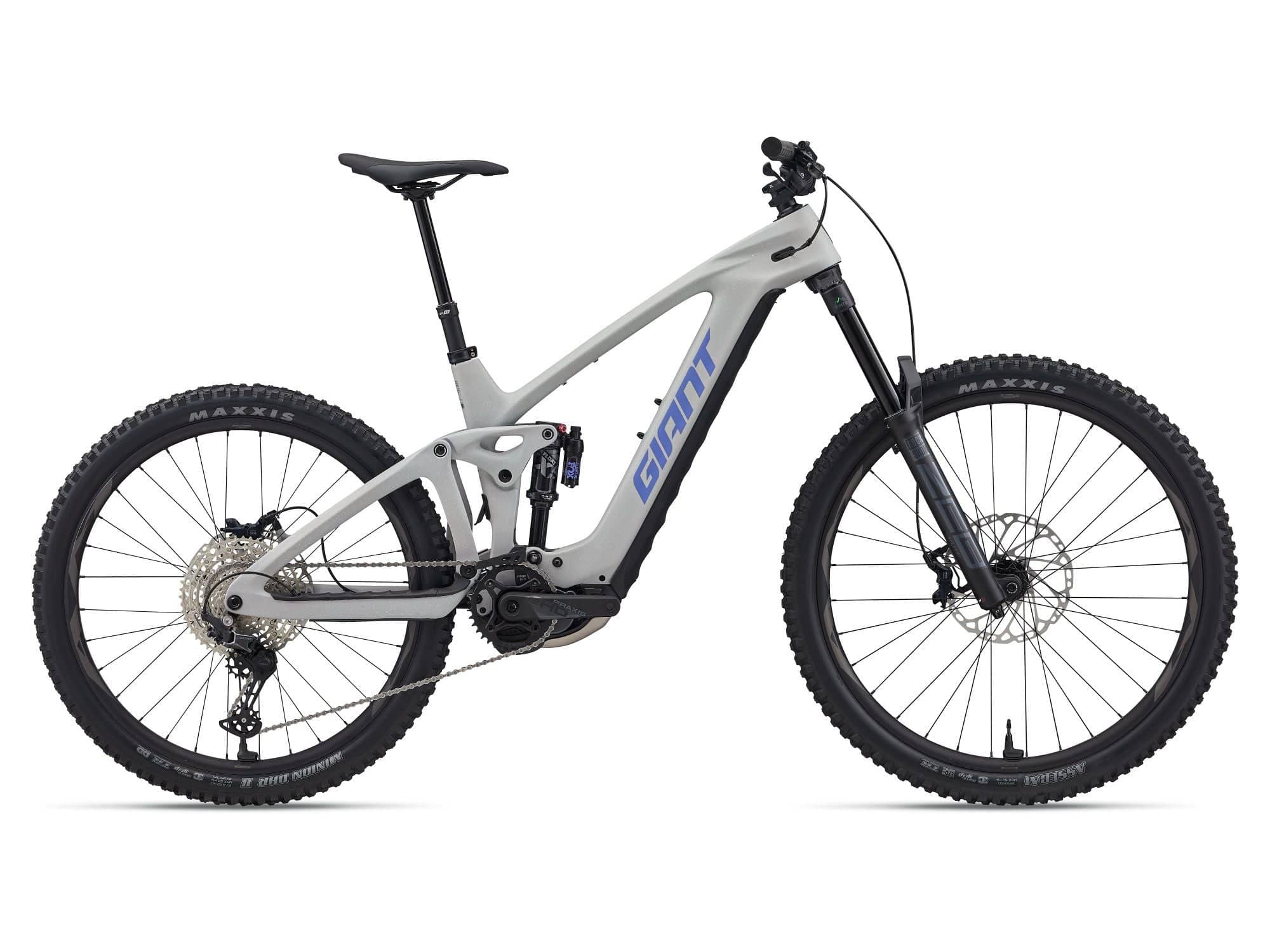 Giant Reign Advanced E+ 2 2026 e-mountain bike with full suspension and SyncDrive Pro 3 motor, shown from side view on trail