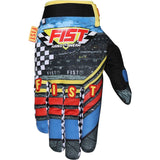 Fist Handwear Chapter 28 youth gloves for BMX, MTB, and scooter riding, showing black and gray padded cycling gloves.