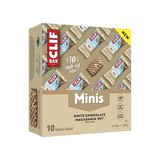 Clif Nutrition Mini Bars box of 10 plant-based protein snack bars, showing colorful packaging and individual bars with nuts and oats