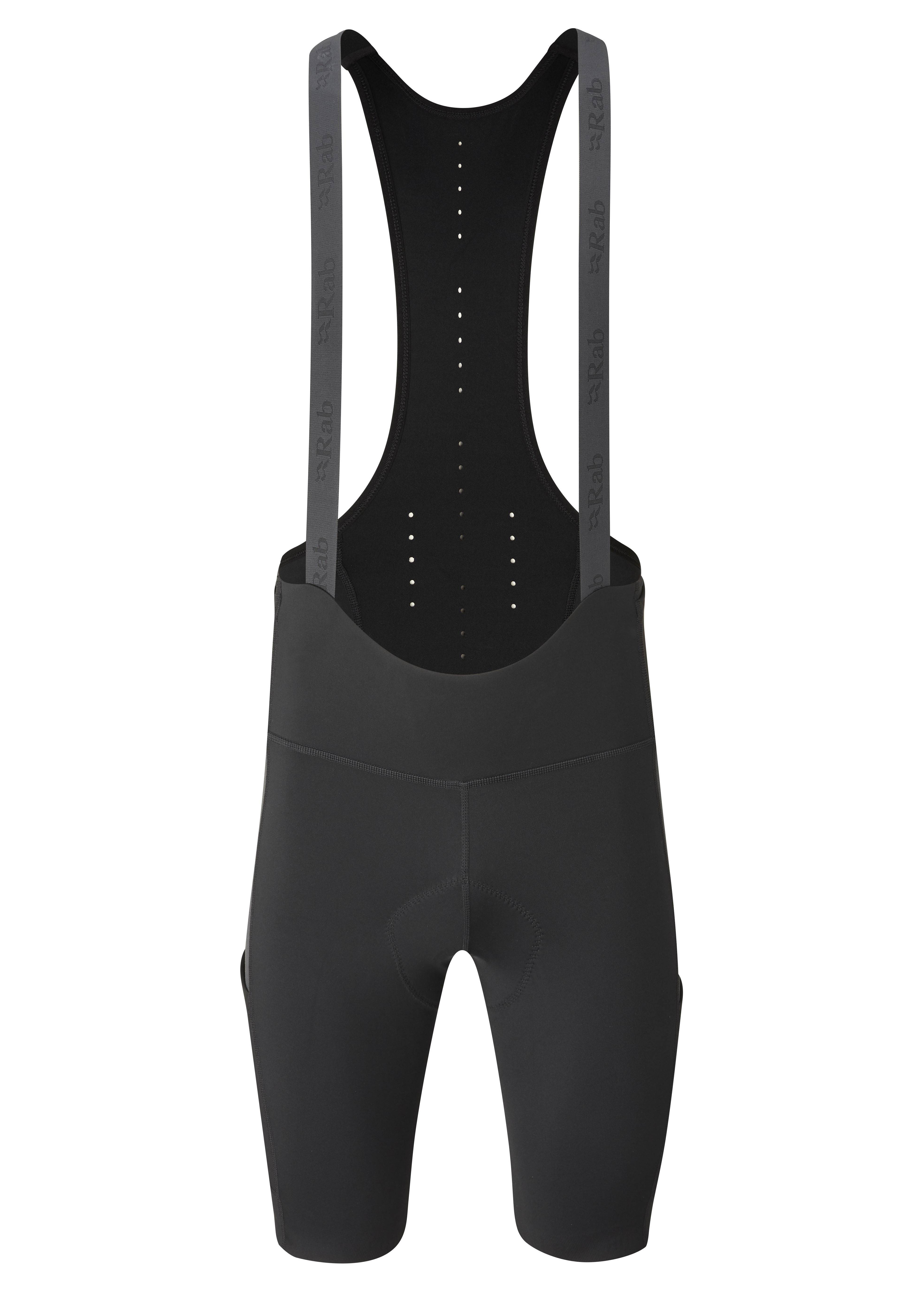Rab Cinder Cargo Cycling Bib Shorts with performance chamois and ventilation for comfortable biking.