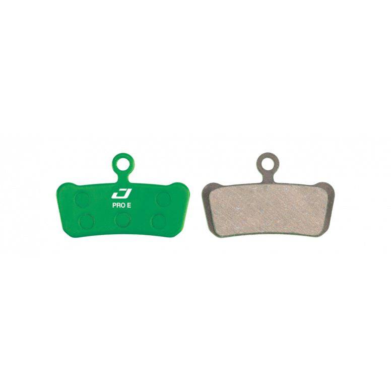 Jagwire Pro E-Bike Disc Brake Pads for SRAM Guide and Avid Trail bike brake systems, shown with metal backing and brake material.