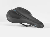 Bontrager Commuter Fluid bike saddle with full cut-out and Blendr mount, showcasing ergonomic design and sleek black finish.