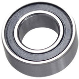M Part Cartridge Bearing 63800 2RS ABEC-3 bicycle hub wheel bearing shown in close-up, with metal casing and rubber seals.