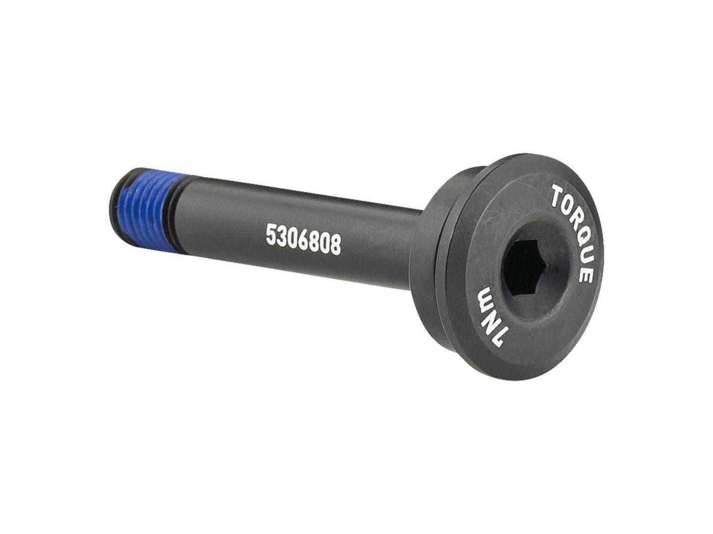 Black Trek Supercaliber IsoStrut damper body mount bolt, M8 x 51.5mm, for mountain bike suspension components.