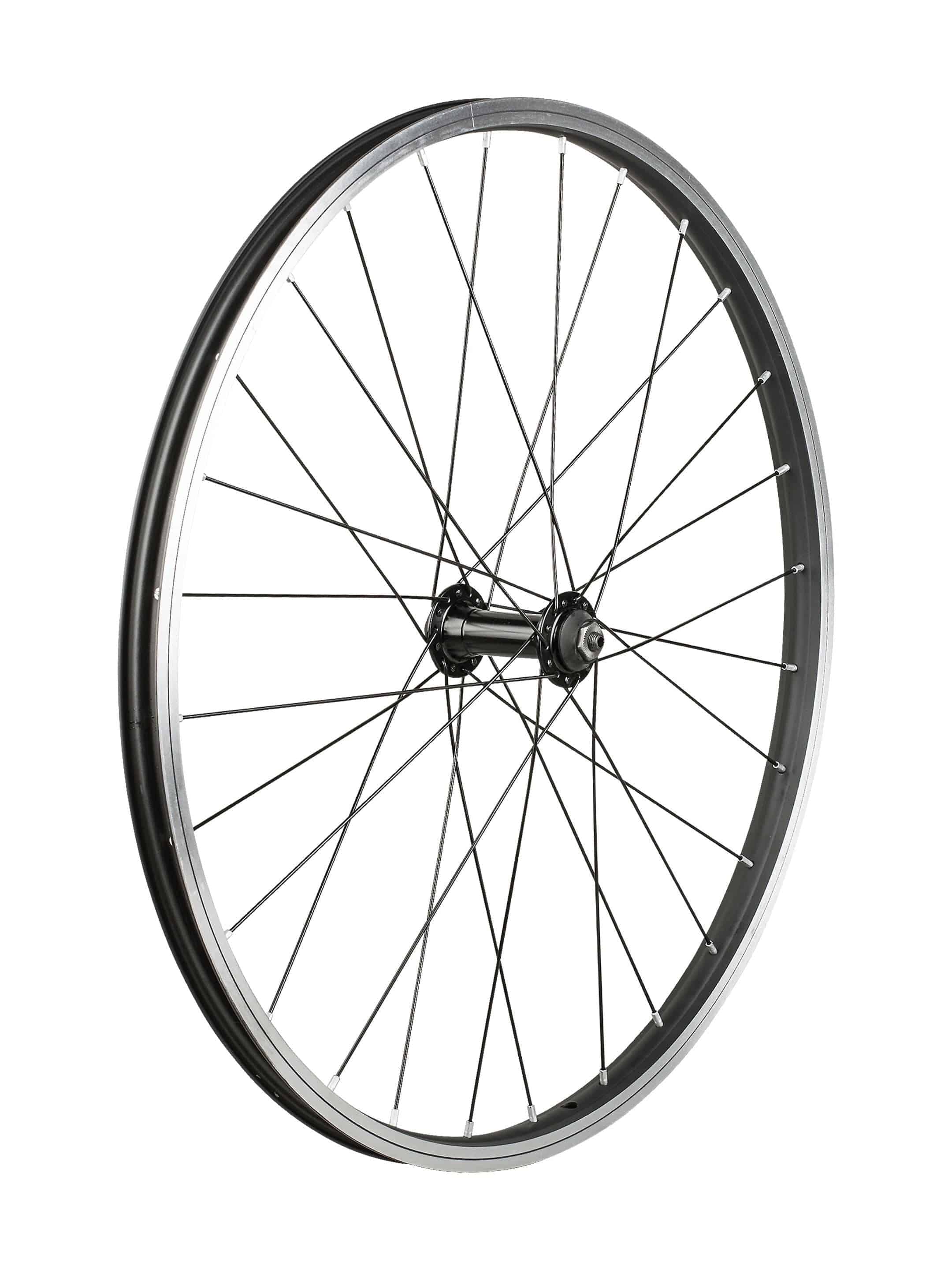 Trek Kids 24-inch bike wheels with 28 holes, durable alloy rims, compatible with rim brakes, suitable for children's bicycles.
