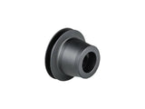 Black Bontrager DT240 12mm non-drive axle end cap for 100mm OLD front or rear hub, shown in image.