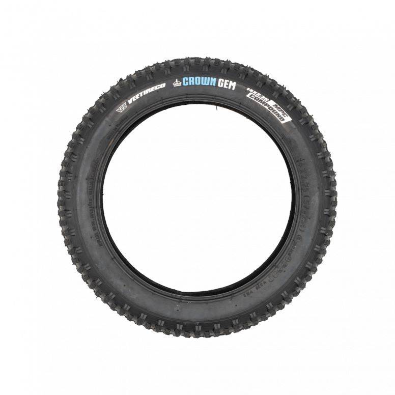 Black Vee Crown Gem pneumatic replacement tire for Kids Ride Shotgun Dirt Hero 14" kids' bike, showing tread pattern and sidewall details.
