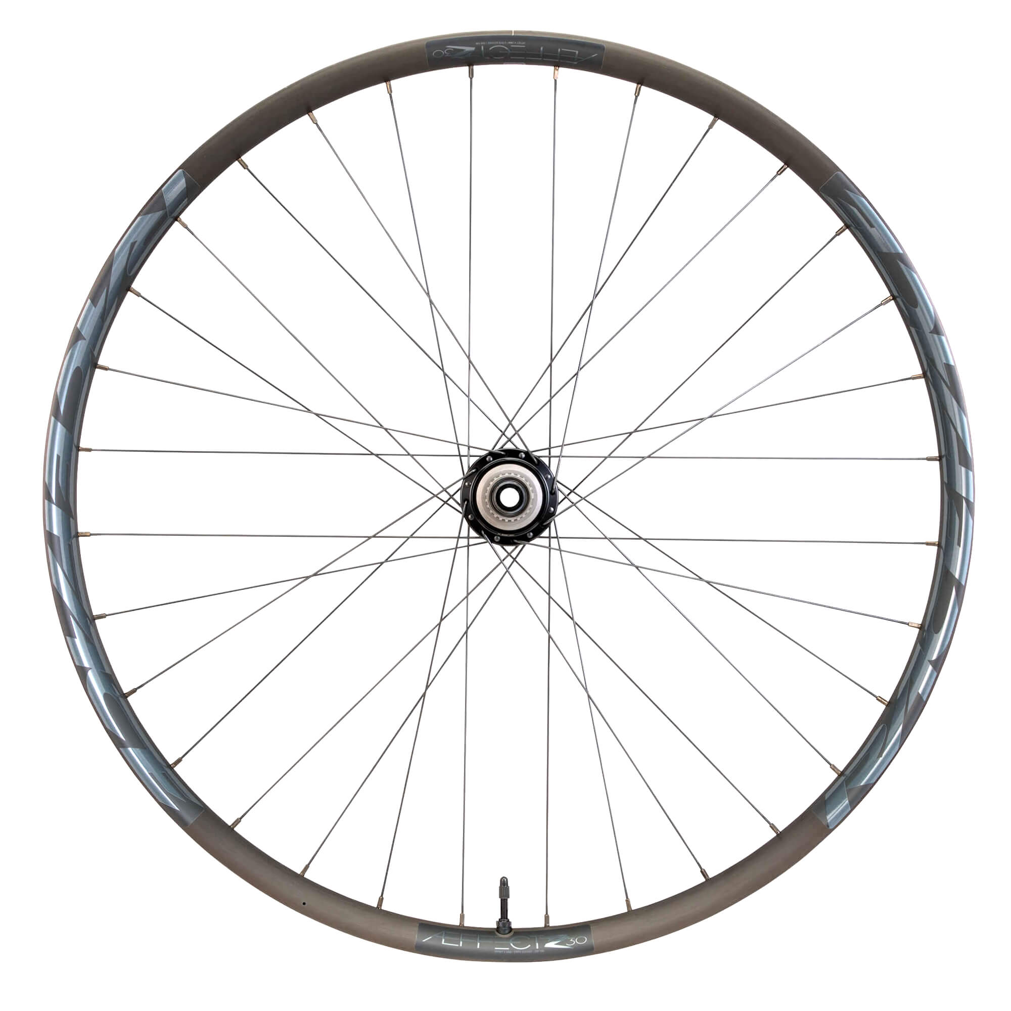 Race Face Affect R E-MTB rear wheel with 30mm internal width, tubeless-ready for 27.5 or 29-inch mountain bikes, shown with spokes and rim.