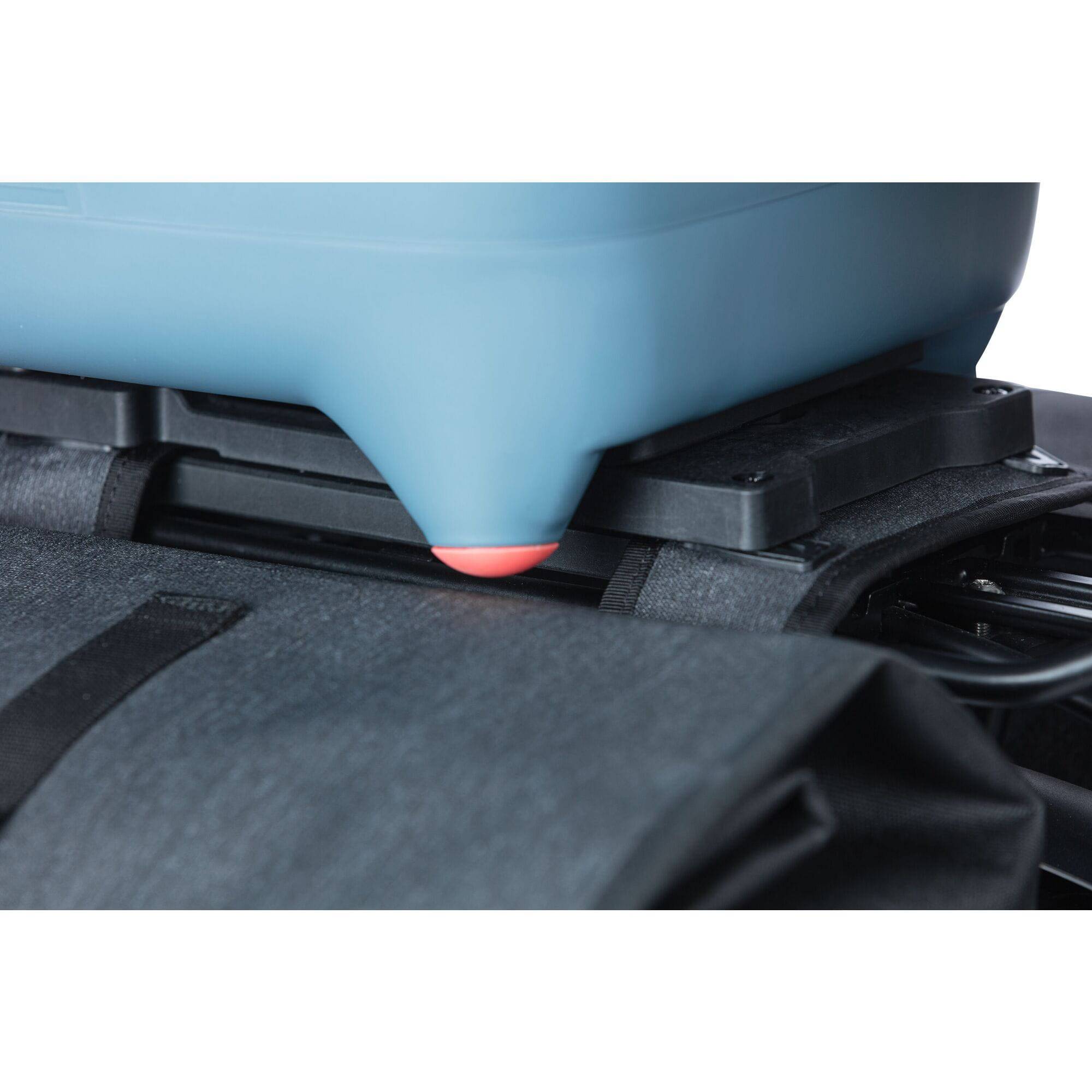 MIK Double Decker Adapter for MIK Plates, bike luggage accessories, shown attached to bike rack with multiple luggage options