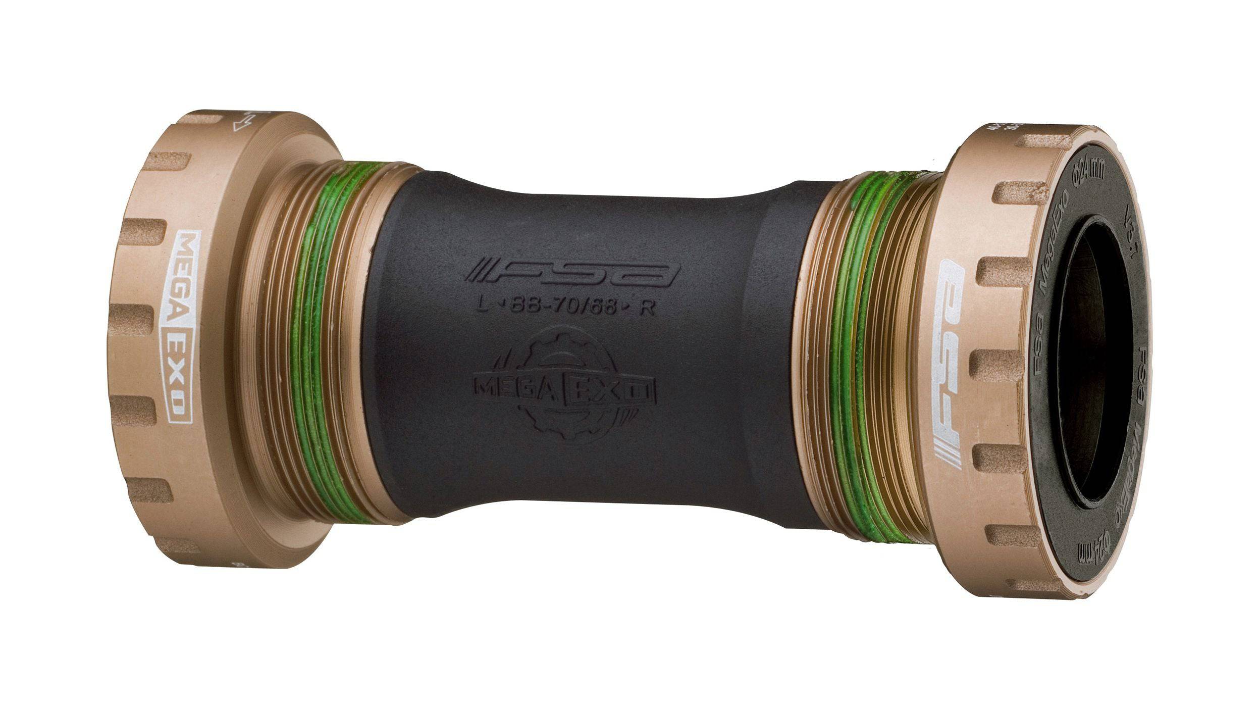 FSA BB-6000 Gossamer MegaExo bottom bracket with 68mm shell and double O-ring seal, showcasing the sealed bearing design.