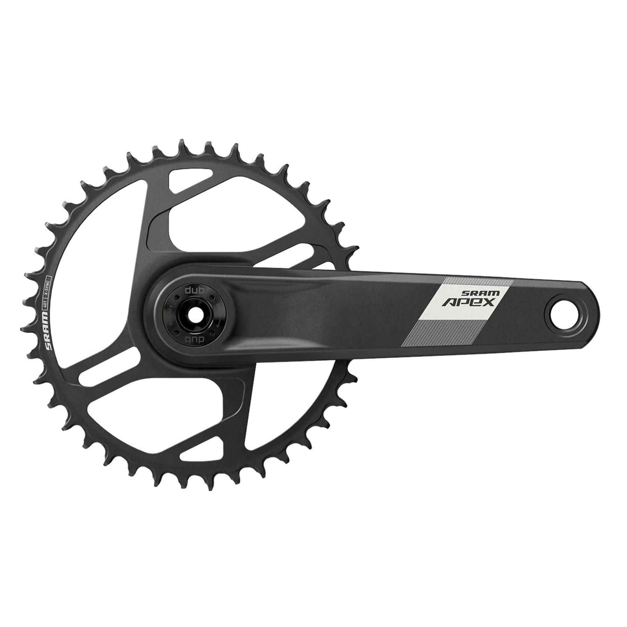 SRAM Apex 1X Wide D1 DUB Direct Mount Crankset with 40T chainring, suitable for gravel and MTB riding.