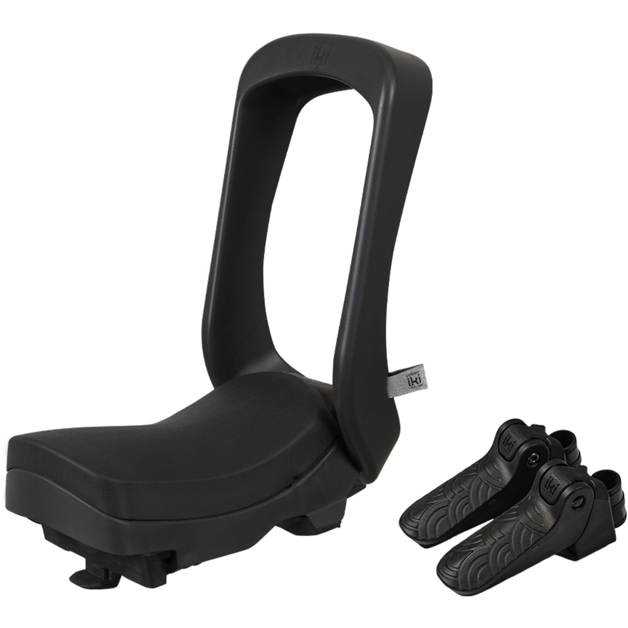 Urban Iki Junior Seat AVS+ child bike seat in Bincho Black, foldable, secure, weather-resistant accessories for bikes.