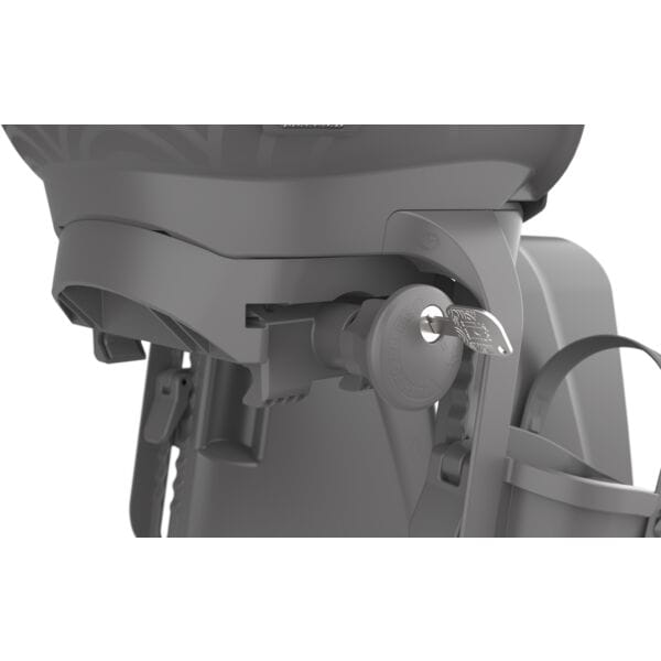 Urban Iki Rear Bike Seat TA-KE Easy Fix mounted on a bike with pannier rack, designed for children on (E)-bikes.
