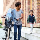 Urban Iki front seat windscreen with Suiboku grey tinted shield, providing wind and glare protection for bicycle or stroller.