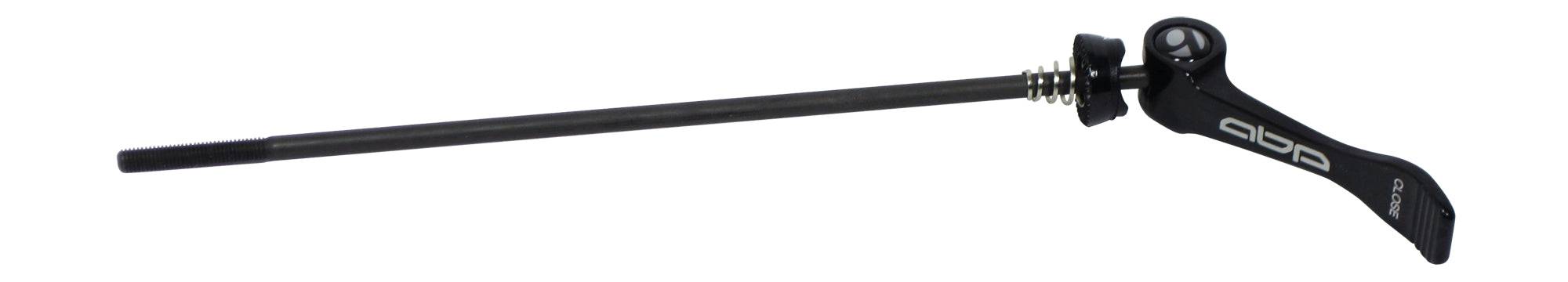 Black Bontrager ABP Race rear skewer for Trek ABP suspension bikes, 197mm, showcasing the component's sleek design and quick-release mechanism.