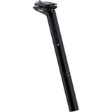 Deda Zero1 alloy seatpost with twin bolt adjustment and Di2 battery adapter compatibility, shown installed on bicycle frame.