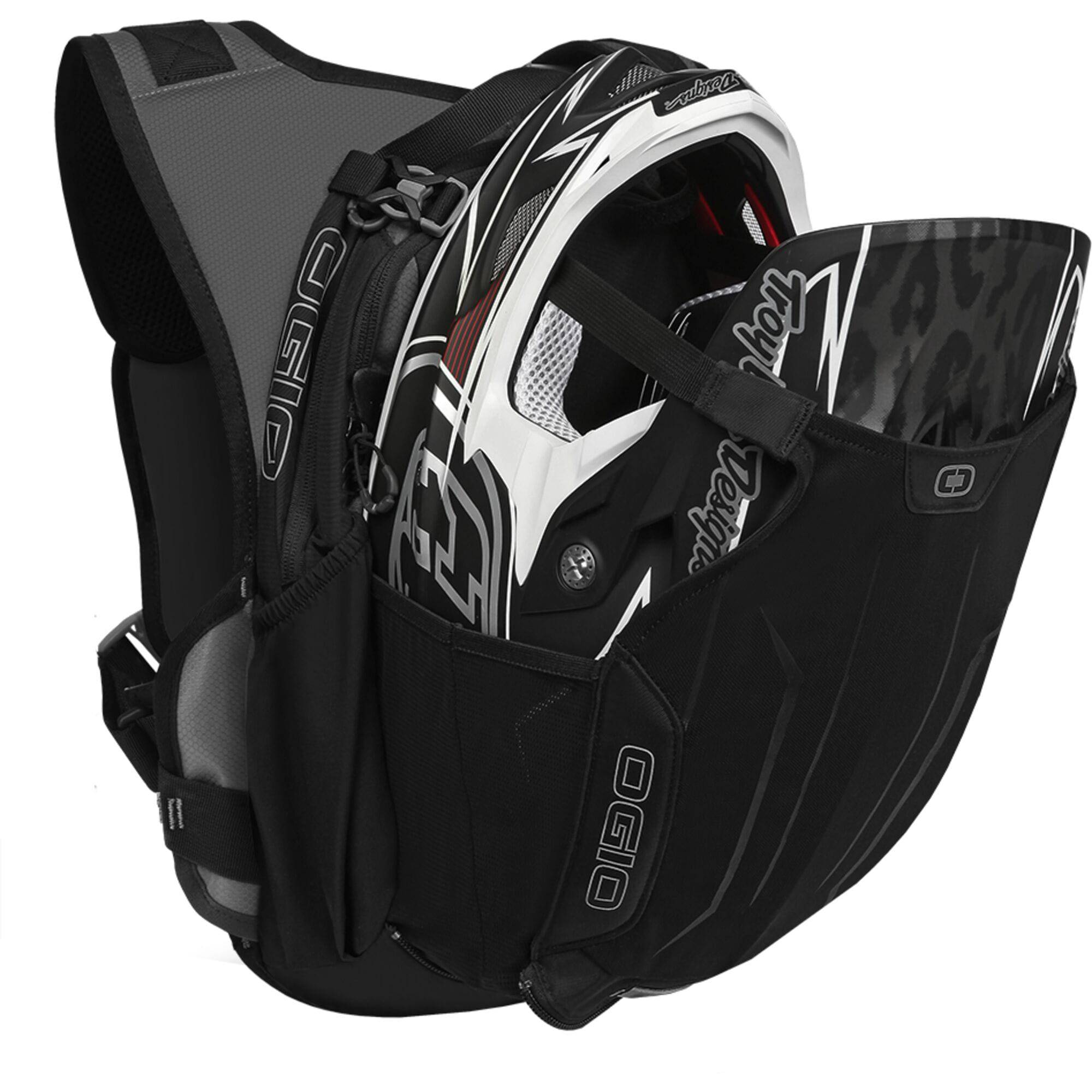 OGIO BAJA 2L hydration pack with insulated cooler and expandable storage, shown with adjustable straps and multiple compartments.
