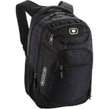 OGIO Excelsior black backpack with padded laptop sleeve for 17-inch laptops, showing the sleek design and sturdy straps.