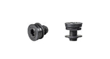 Black Miranda Crankarm Bolts M10 x 14mm for Trek cranksets, shown installed on bike components.