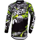 Youth MTB jersey by Oneal with breathable fabric and integrated elbow protection, designed for mountain biking.