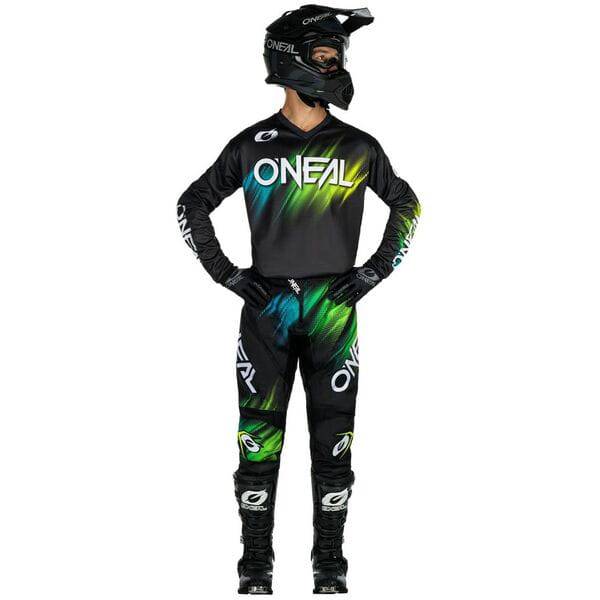 Oneal ELEMENT Voltage V24 motorsports pants with adjustable fit and reinforced protection, designed for motorcycle riding.
