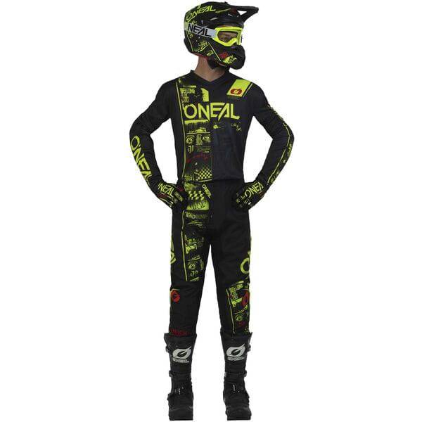 Youth Oneal ELEMENT Attack V.23 pants for MTB and motorsport, featuring durable protective clothing with reinforced fabric.