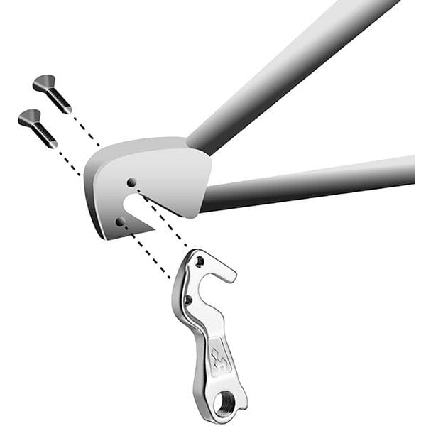 Durable M Part gear hanger for Cube bikes, replacement bike frame protector, made of sturdy components, shown on the bike frame