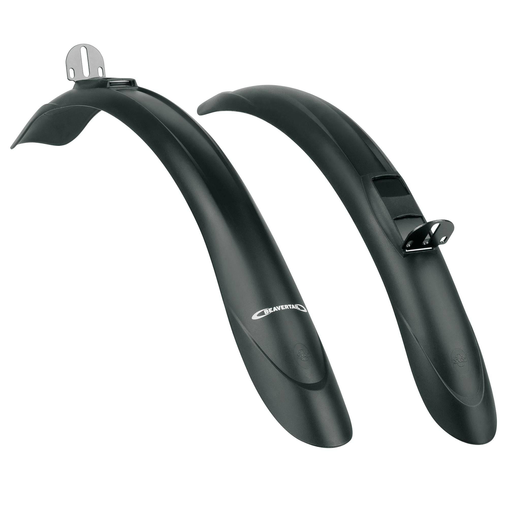 SKS Beavertail mudguard set for mountain bike suspension forks, clip-on design, durable plastic accessories for mud protection