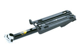 Topeak MTX EX Black E Type bike rack with storage drawer and compatible bag mounted on a bicycle.