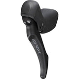 Shimano GRX BL-RX600 left hydraulic drop bar brake lever for gravel bike components, mounted on drop handlebars.