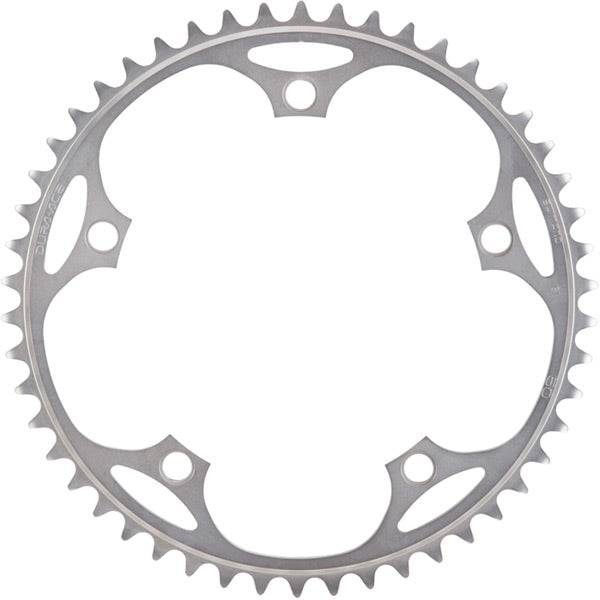 Shimano Dura-Ace Track 47T outer chainring for fixie and track bikes, with 1/2 x 1/8 inch gear teeth and black finish.