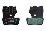 SwissStop Disc 31 brake pads for SRAM MTB G2, Guide, and Level Black Exotherm 2 mountain bike components, shown in the image.