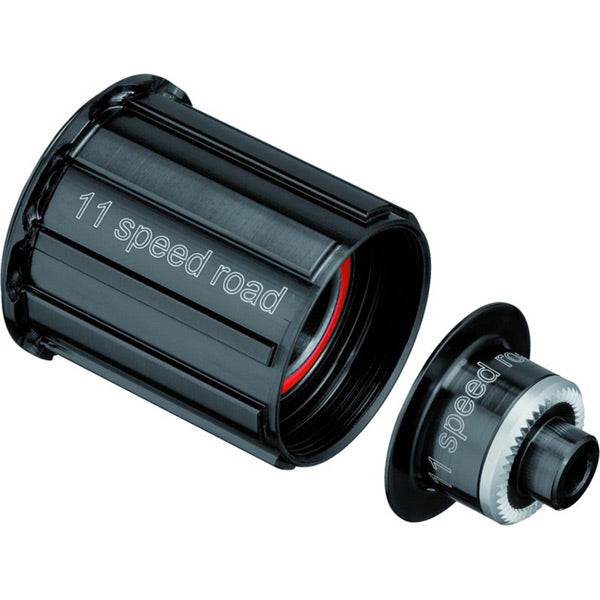 DT Swiss Ratchet Freehub Conversion Kit for Shimano 11-Speed Road bike, showing components and packaging for 130/135mm QR hubs.