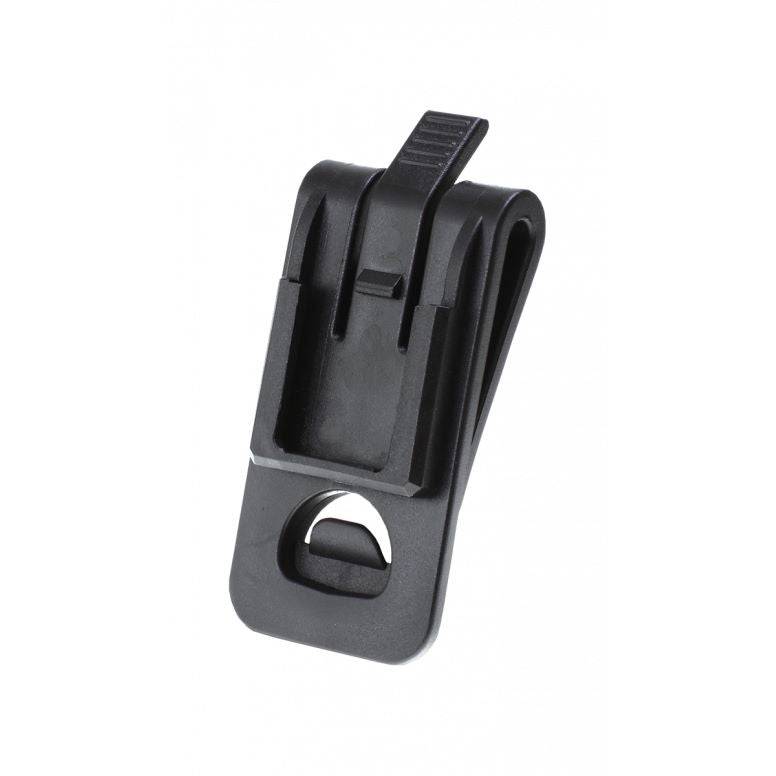 Moon Sport BK-21 belt clip accessory attached to bike lights, compatible with Comet, Nebula, Ring, and Shield bike lights.