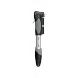 Topeak Mini Dual DX bike pump with gauge in black and silver, featuring Presta and Schrader valve compatibility.