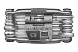 Crank Brothers Multi 17 bike repair multi-tool with compact design, featuring various hex, Phillips, and Torx bits for bike maintenance