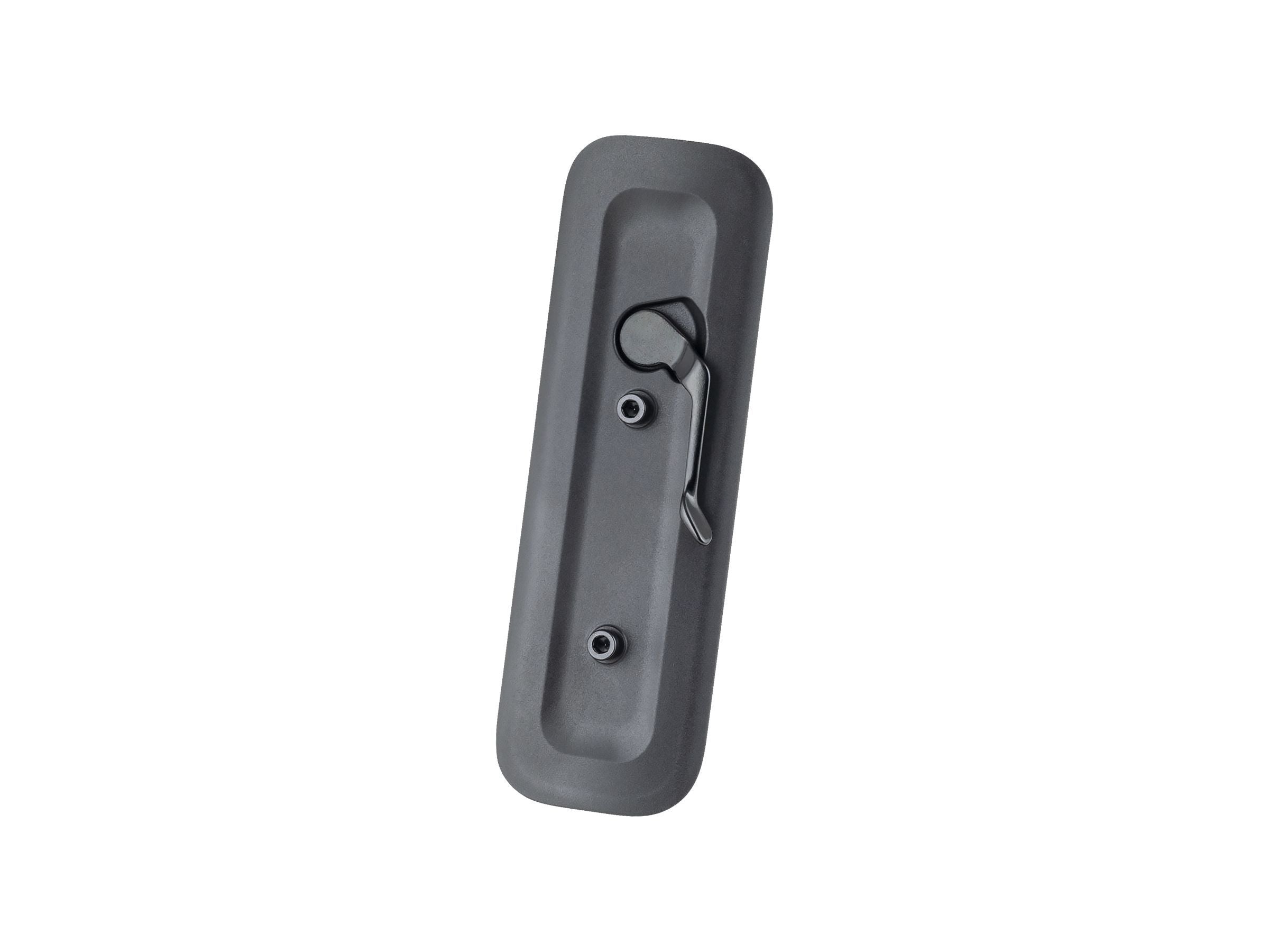 Trek 2024 Slash downtube storage door in black attached to bike frame, providing durable bike component storage solution.