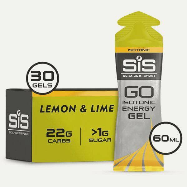 Science In Sport GO Isotonic Energy Gel, a fast carb fuel accessory for endurance athletes, shown in its packaging.